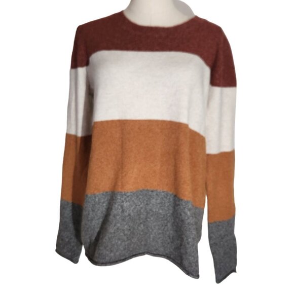 Pinque Gina Crew Neck Striped Pullover Sweater Rust Stone NWT Women's Size XXL - Picture 5 of 12